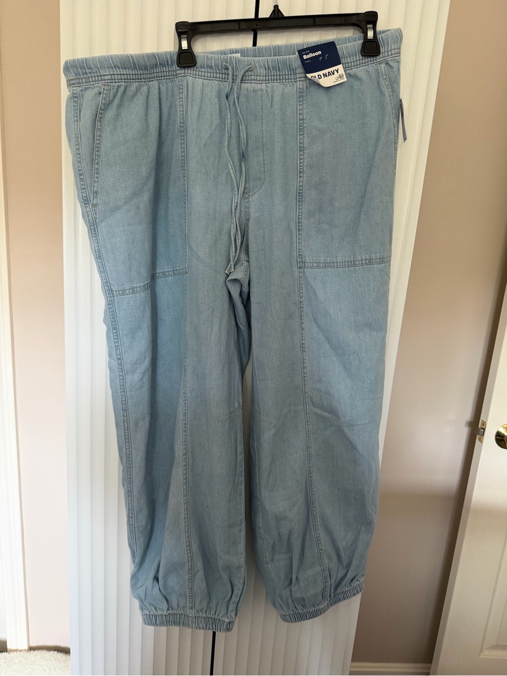 NWT Old Navy Light Blue Relaxed Drawstring Denim Balloon pants XL